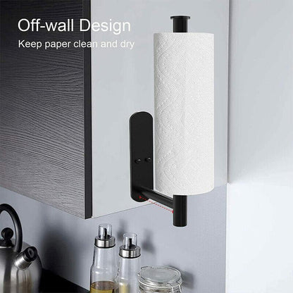 Kitchen Hanger Paper Roll Cabinet Towel Holder Organizer Rack Shelf Wall Adhesive - Silver - Mekamart Australia