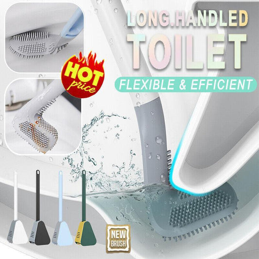 Golf Toilet Brush Long-Handled Toilet Brush Wall-Mounted Silicone Toilet Brush - Black