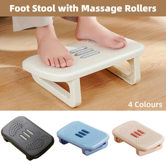 Ergonomic Office Footrest Adjustable Under Desk Stool Anti Fatigue Foot Support - Blue