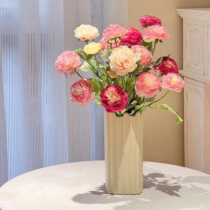 5pcs Artificial Peony Silk Flowers Bouquet Decor Faux Floral Arrangements - Champagne