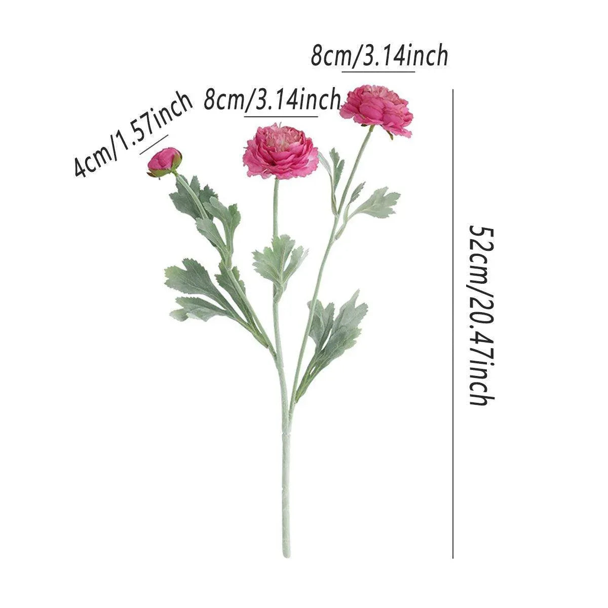 5pcs Artificial Peony Silk Flowers Bouquet Decor Faux Floral Arrangements - Purple Red