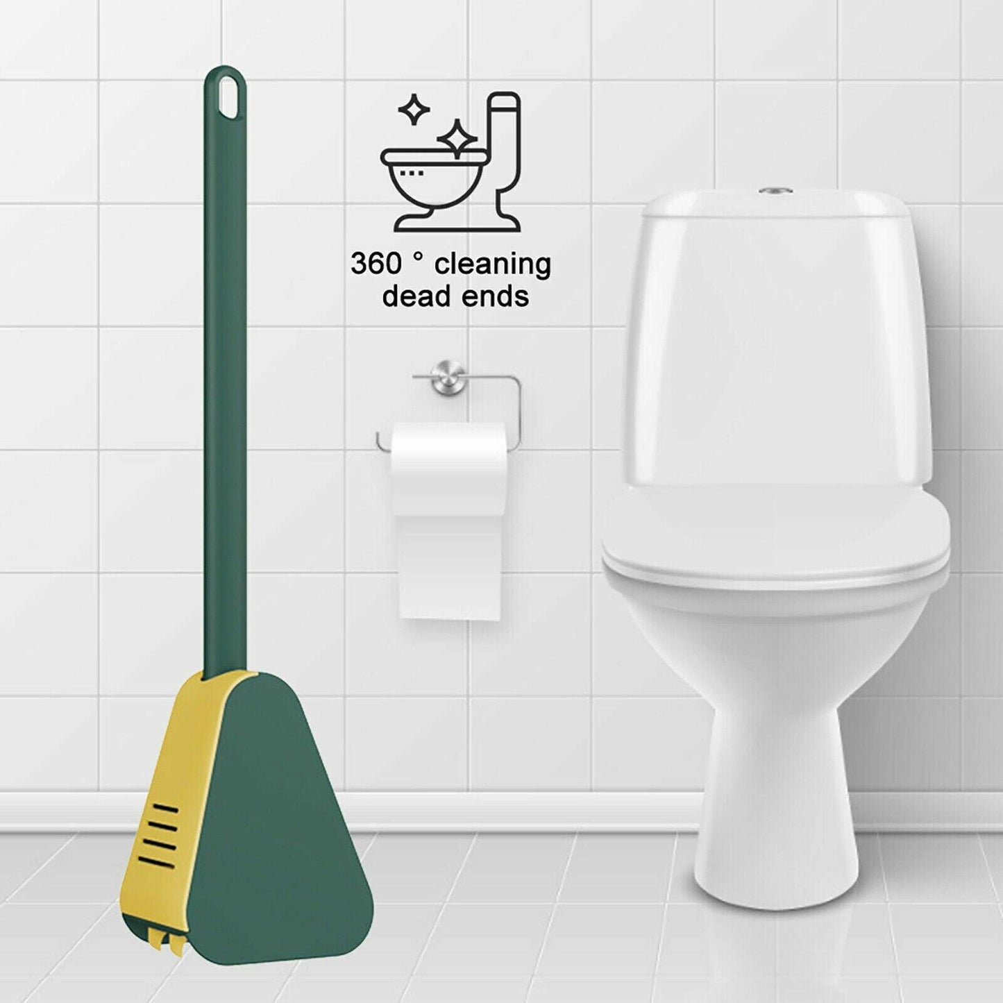 Golf Toilet Brush Long-Handled Toilet Brush Wall-Mounted Silicone Toilet Brush - Green