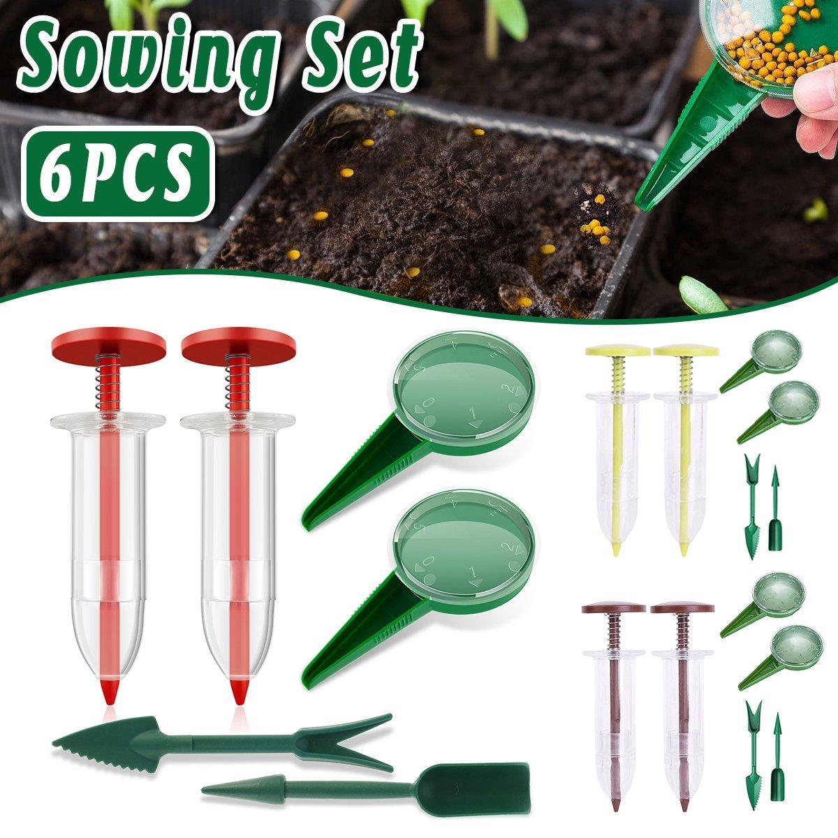 6PCS Garden Seeder Set Mini Seed Planting Tools Manual Seeder for Gardening - Coffee
