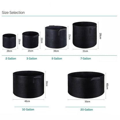 10 Pack Breathable Fabric Plant Grow Pots 2 to 20 Gallon Sizes - 10 Gallon-10PCS