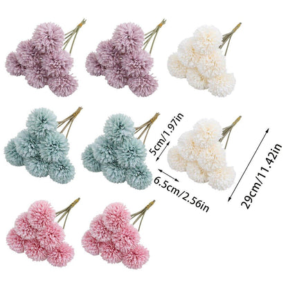 12pcs Artificial Dandelion Fake Flower Simulation Arrangement Desktop Decoration - Pink