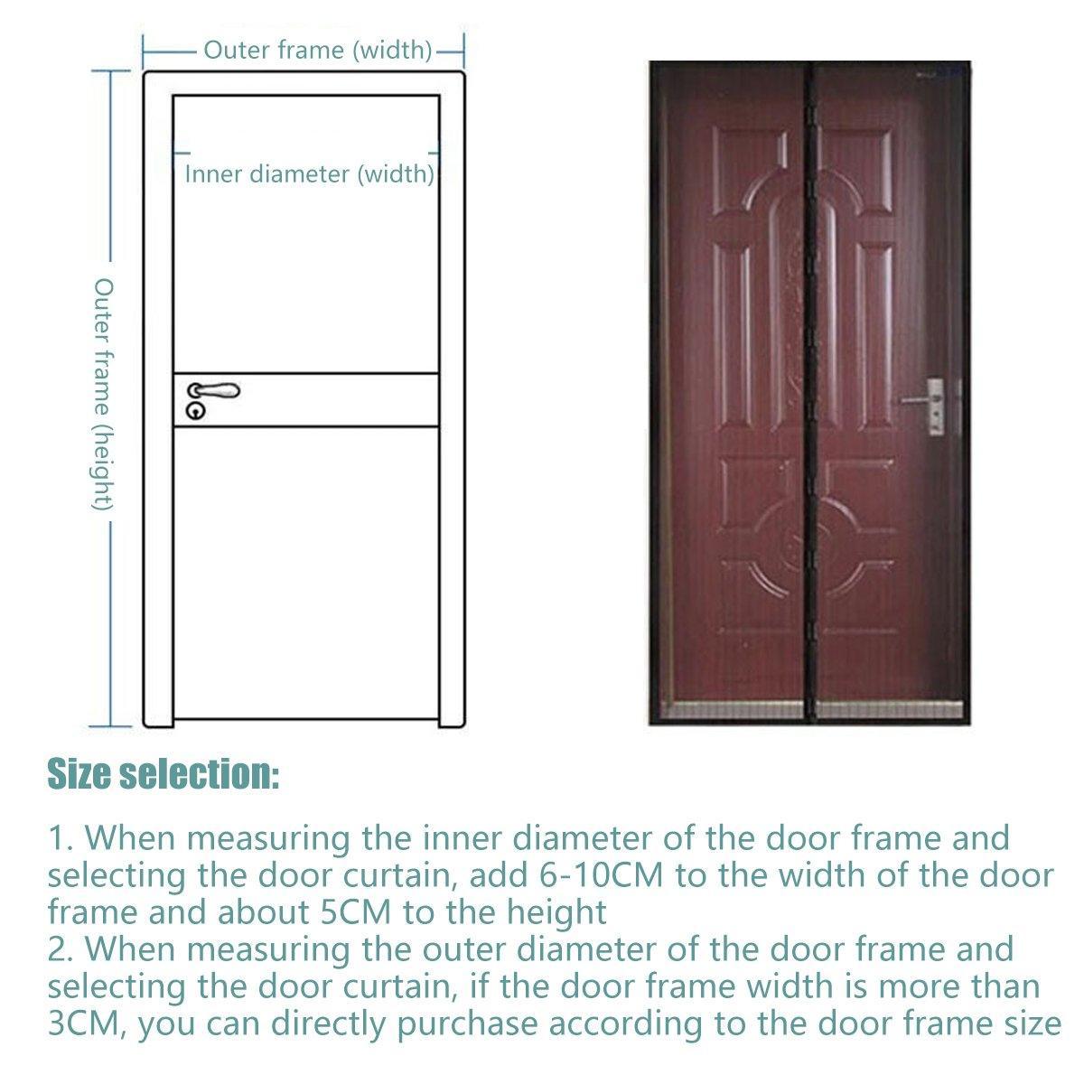 Striped Screen Door Curtain Mesh with Auto Close for Insect Protection and Ventilation - 80*210cm