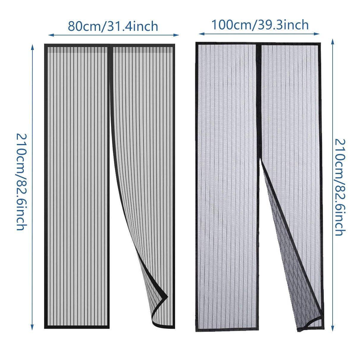 Striped Screen Door Curtain Mesh with Auto Close for Insect Protection and Ventilation - 80*210cm