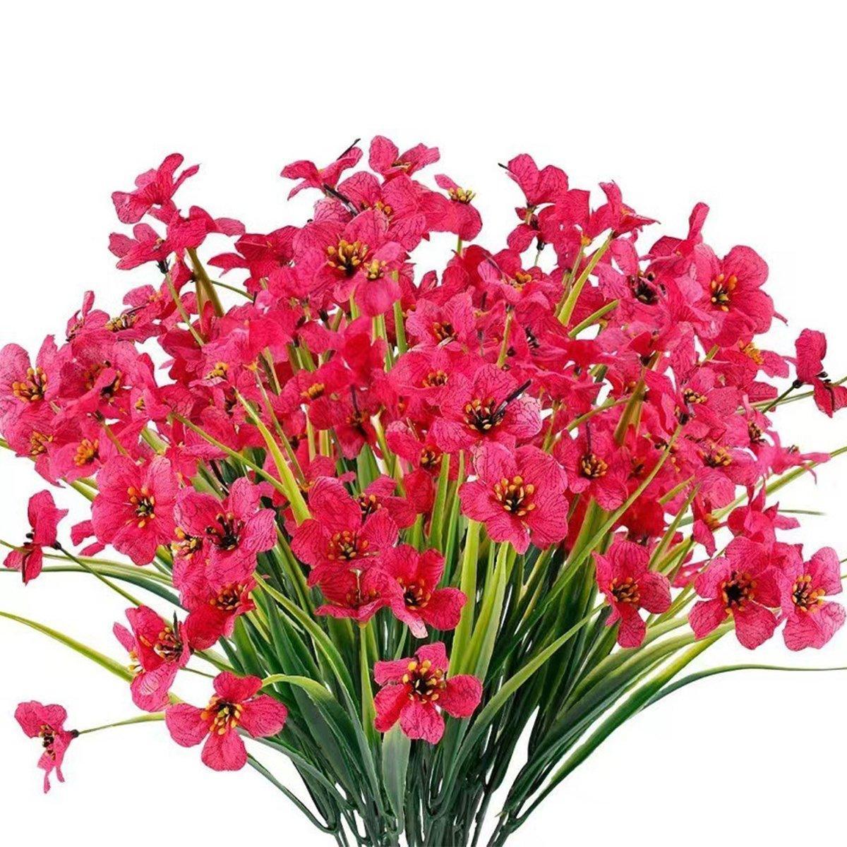 12pcs Artificial Flowers Set for Home Decor Wedding Party Fake Floral Decor - Orange