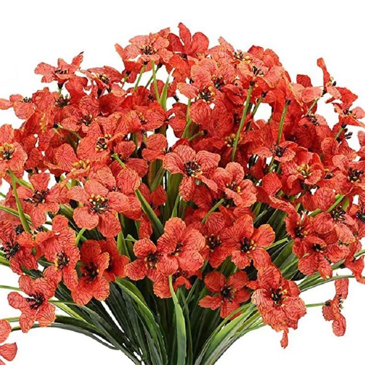 12pcs Artificial Flowers Set for Home Decor Wedding Party Fake Floral Decor - Orange
