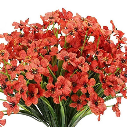 12pcs Artificial Flowers Set for Home Decor Wedding Party Fake Floral Decor - Orange