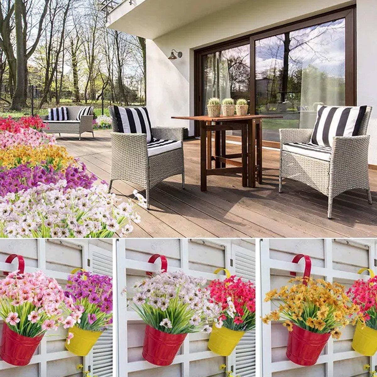 12pcs Artificial Flowers Set for Home Decor Wedding Party Fake Floral Decor - White