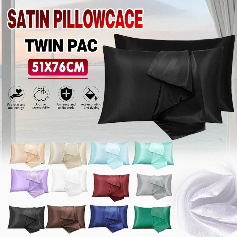 2X Satin Pillow Case Bedroom Pillowcase Cushion Covers Home Decor Luxury Slip - Lavender - Mekamart Australia
