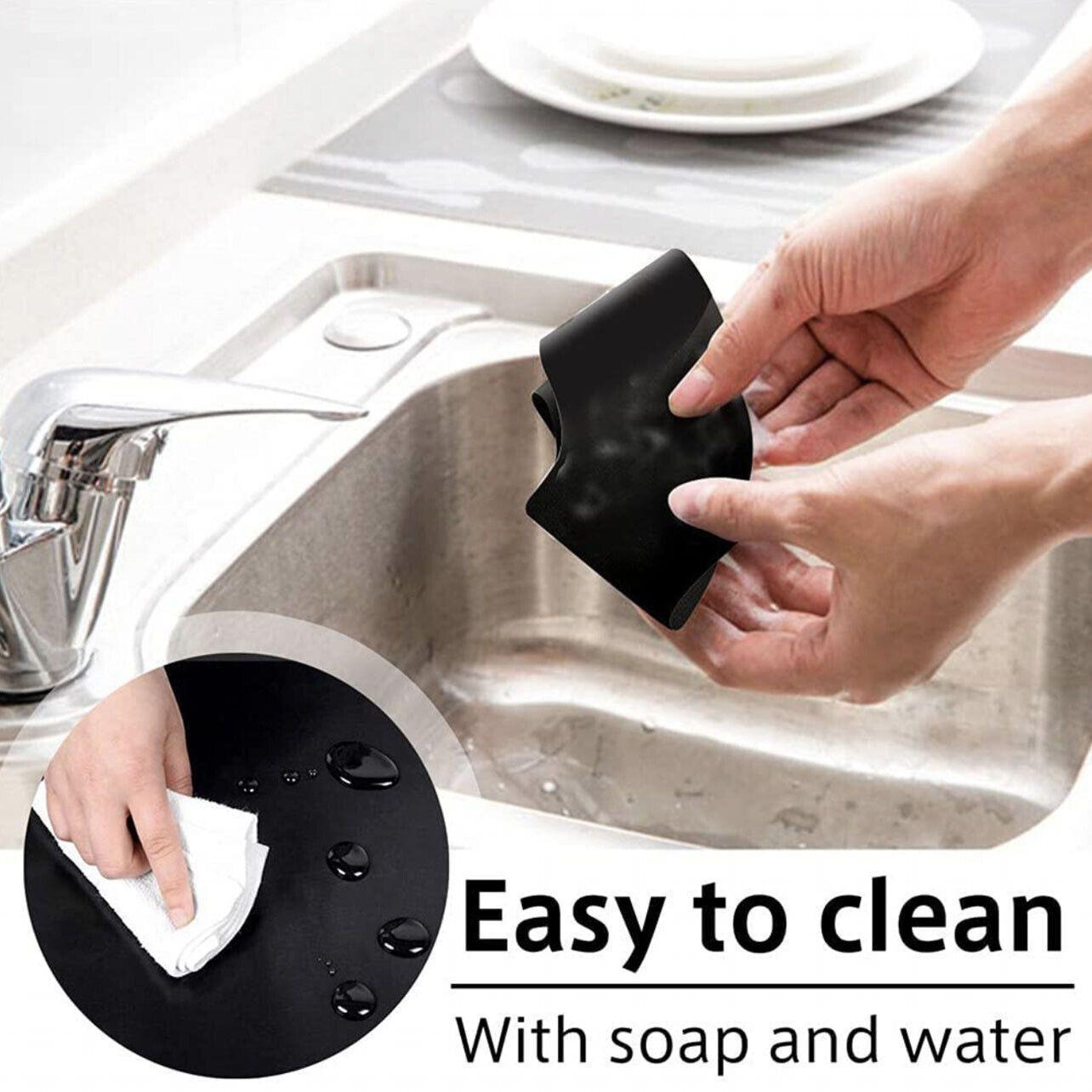 Gas Stove Burner Covers Reusable Hob Protectors Non Stick Liner Pad 4 Pcs - 4 PCS Black