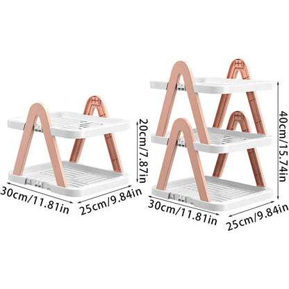 2/3 Tier Removable Shoe Rack Folding Storage Shelf Simple Space Saving Organizer - 2Tier-Pink - Mekamart Australia