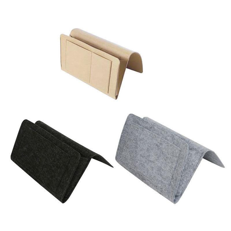 Bedside Storage Caddy Hanging Organizer Pocket Bag for Phone Remote Book - Black
