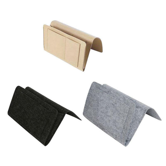 Bedside Storage Caddy Hanging Organizer Pocket Bag for Phone Remote Book - Black