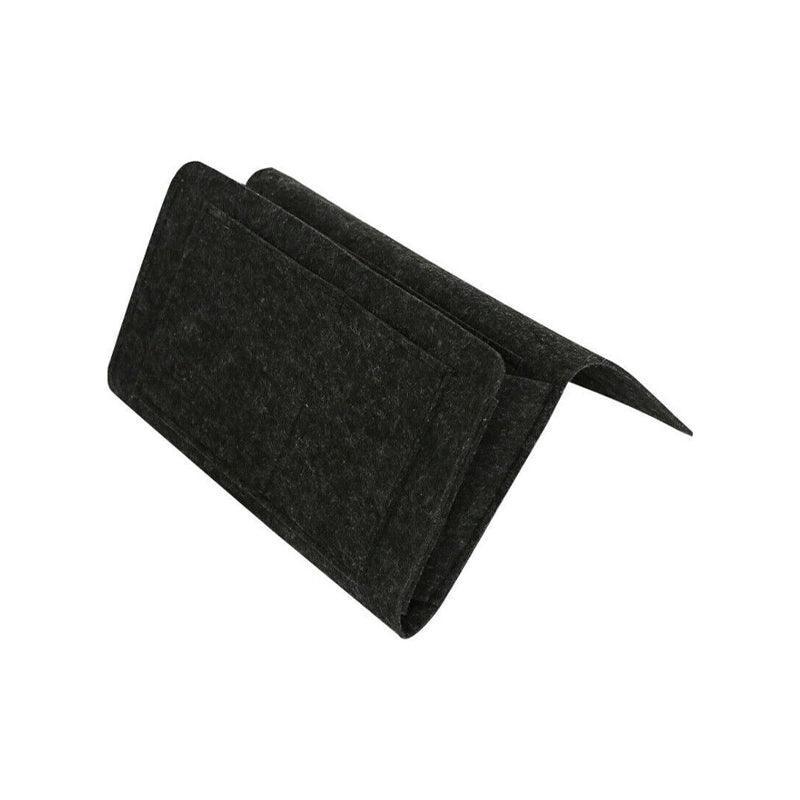 Bedside Storage Caddy Hanging Organizer Pocket Bag for Phone Remote Book - Black