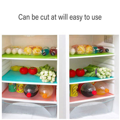 4PCS Cuttable Kitchen Anti-slip Mat Anti-fouling Refrigerator Drawer Liner Mat - Orange