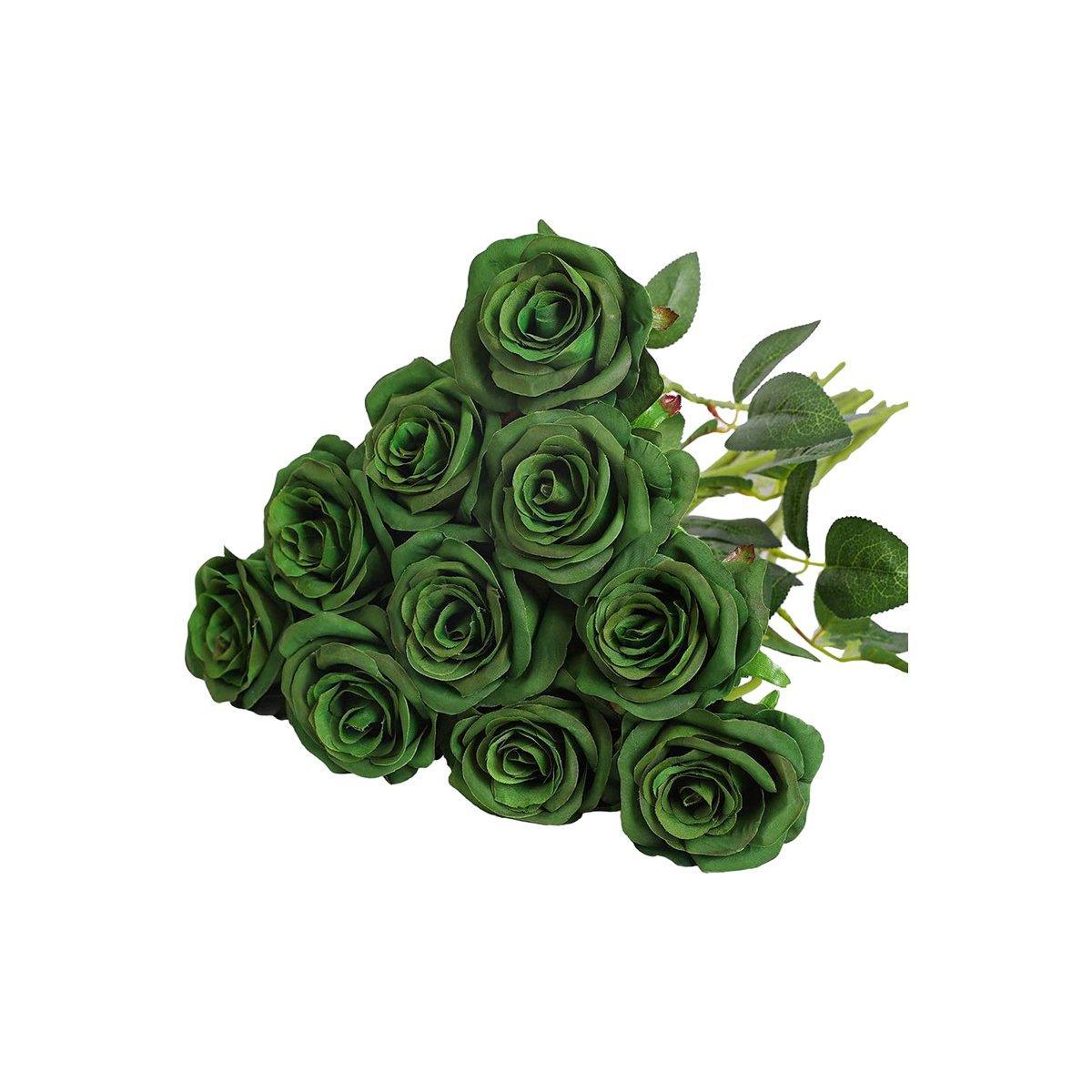 10pcs Artificial Silk Simulation Rose Flowers - Wedding Party Home Decorations - Dark-Blue