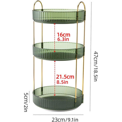 Rotating Cosmetic Organiser Home Storage Shelf Box for Makeup and Beauty Product - Green