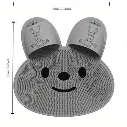 Silicone Foot Scrubber Rabbit Tub Mat Suction Cup Exfoliating Brush Cleaning Mat - Grey