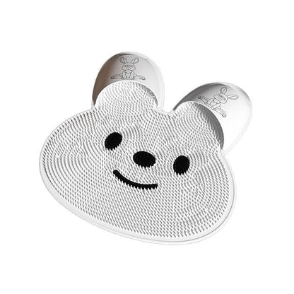 Silicone Foot Scrubber Rabbit Tub Mat Suction Cup Exfoliating Brush Cleaning Mat - Pink