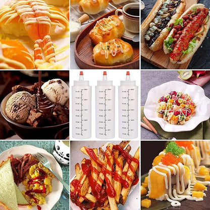 Squeeze Condiment Dispenser Bottles 250ml 500ml Sauce Craft Use Set of 6 - 250ML