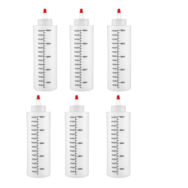 Squeeze Condiment Dispenser Bottles 250ml 500ml Sauce Craft Use Set of 6 - 250ML