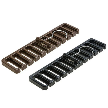 10 Slot Tie and Belt Hanger for Wardrobe Mens Closet Rack Organiser Hook - Black - Mekamart Australia