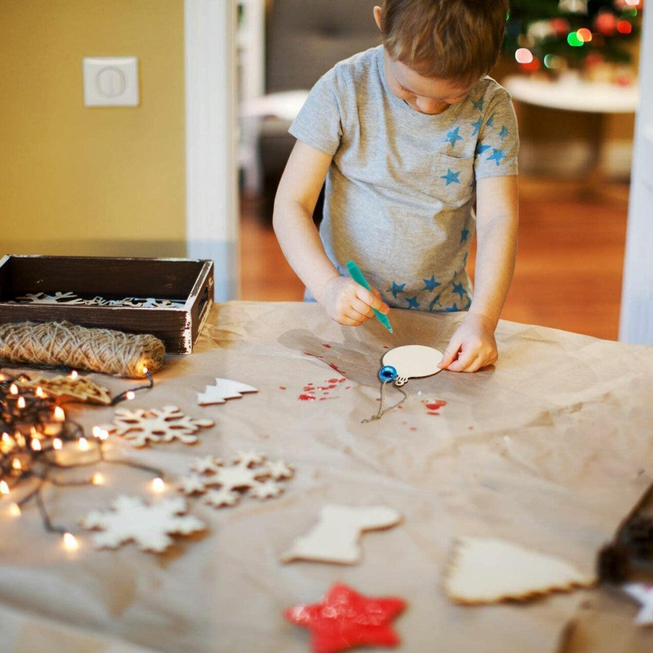 Wooden Christmas Hanging Ornament for Tree DIY Craft Decoration 10pcs - Bell