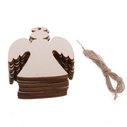 Wooden Christmas Hanging Ornament for Tree DIY Craft Decoration 10pcs - Bell