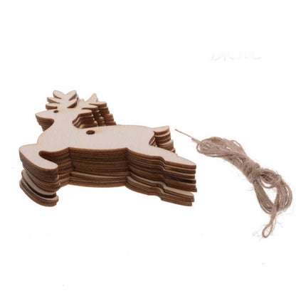 Wooden Christmas Hanging Ornament for Tree DIY Craft Decoration 10pcs - Bell