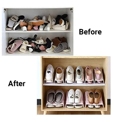 5pcs Double Layer Shoe Rack Simple Storage Organizer Space Saving Shoe Holder - Pink