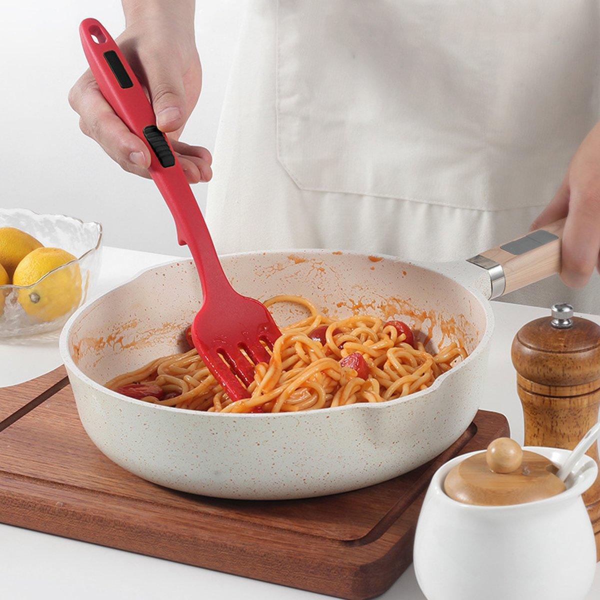 2PCS Silicone Heat Resistant Flexible Cooking Forks Dishwasher Safe Kitchen - Blue-Green