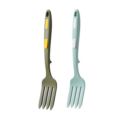 2PCS Silicone Heat Resistant Flexible Cooking Forks Dishwasher Safe Kitchen - Blue-Green