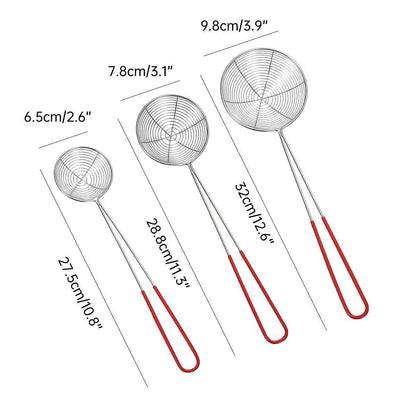 3X Stainless Steel Slotted Filter Spoon MilkTea Kitchen Tool OilSkimmer Strainer