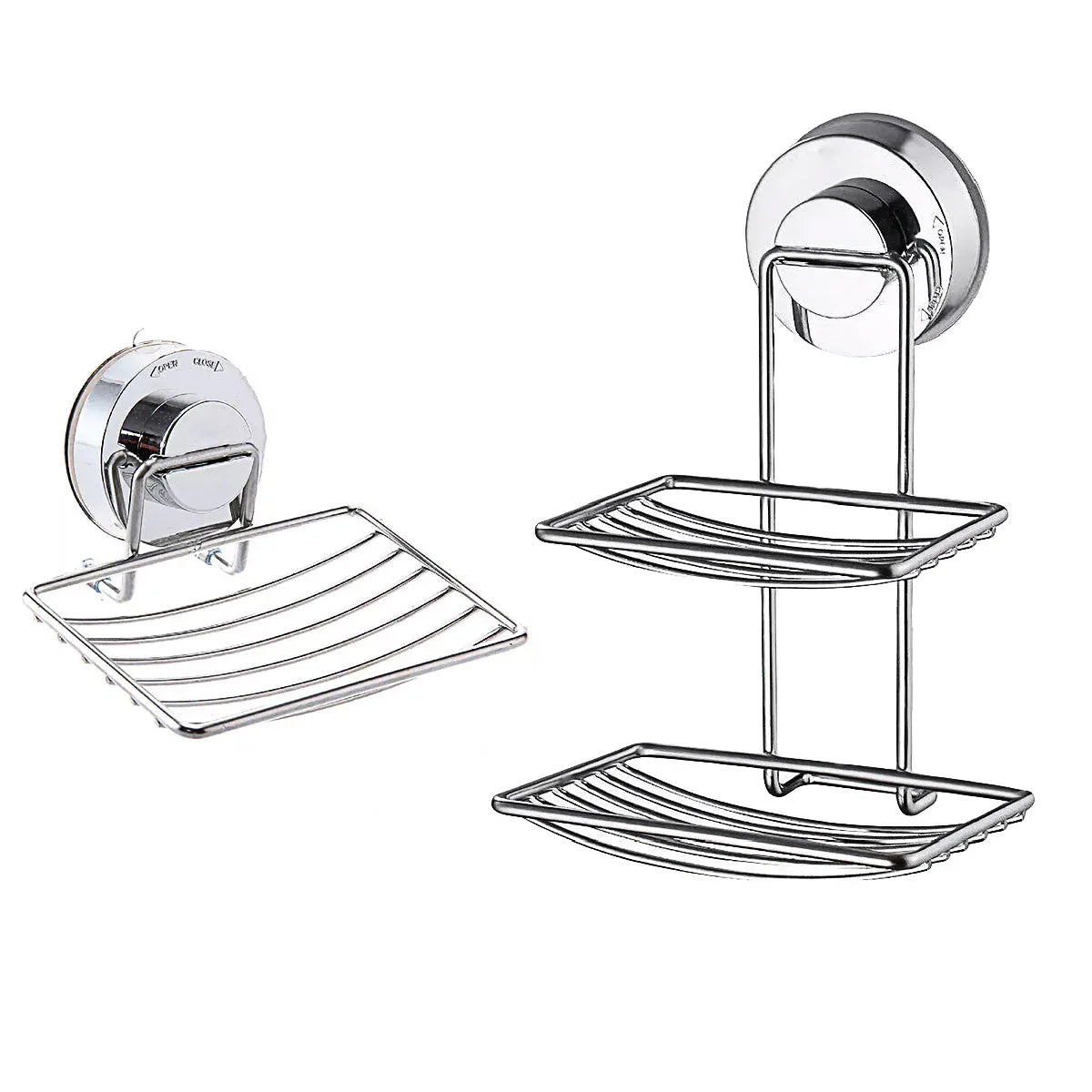 Shower Bar Holder Suction Basket Wall Mounted Stainless Steel Bathroom Soap Dish - Double Layer - Mekamart Australia