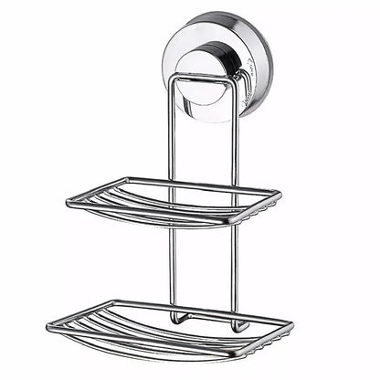 Shower Bar Holder Suction Basket Wall Mounted Stainless Steel Bathroom Soap Dish - Double Layer - Mekamart Australia