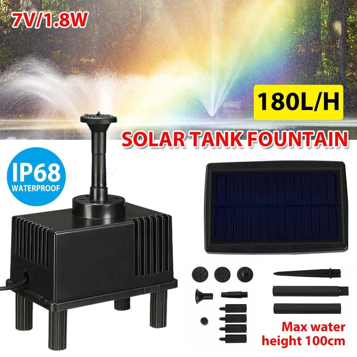 Solar Powered Water Fountain Pump Garden Pond Submersible Filter Fish Tank Kit - Mekamart Australia
