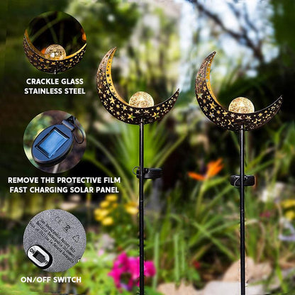 Solar Lights LED Garden Decor Outdoor Path Lights Lawn Light Lantern Lamp - 1X Moon