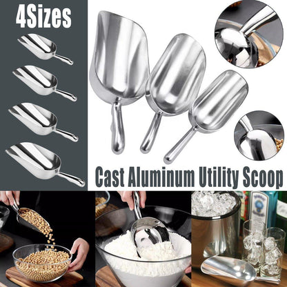 4 Sizes Aluminum Alloy Ice Shovel Flour Rice Scoop Multipurpose Kitchen Tool - L