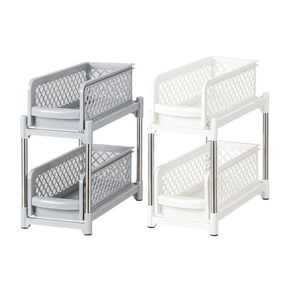 Bathroom Kitchen Sink Storage Rack Drawer Plastic Shelf Seasoning Holder - Grey - Mekamart Australia