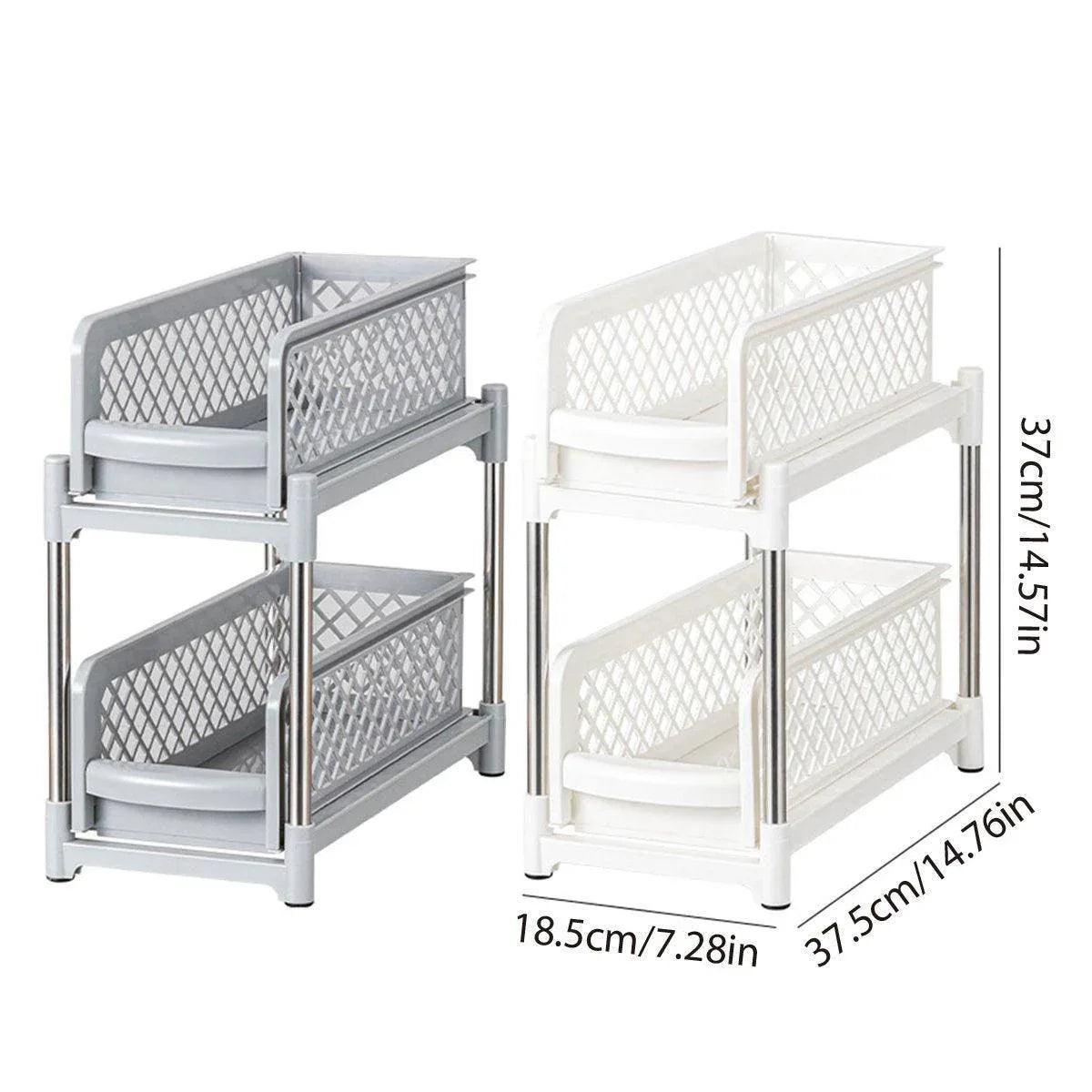 Bathroom Kitchen Sink Storage Rack Drawer Plastic Shelf Seasoning Holder - Grey - Mekamart Australia
