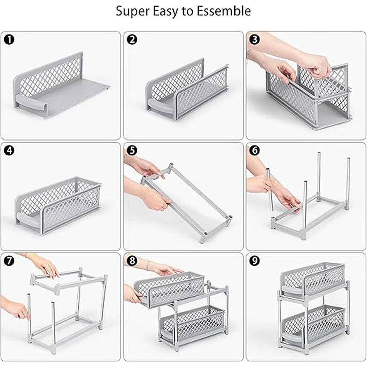 Bathroom Kitchen Sink Storage Rack Drawer Plastic Shelf Seasoning Holder - White - Mekamart Australia