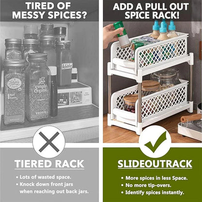 Bathroom Kitchen Sink Storage Rack Drawer Plastic Shelf Seasoning Holder - White - Mekamart Australia