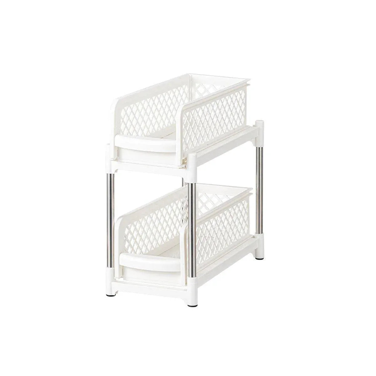 Bathroom Kitchen Sink Storage Rack Drawer Plastic Shelf Seasoning Holder - White - Mekamart Australia