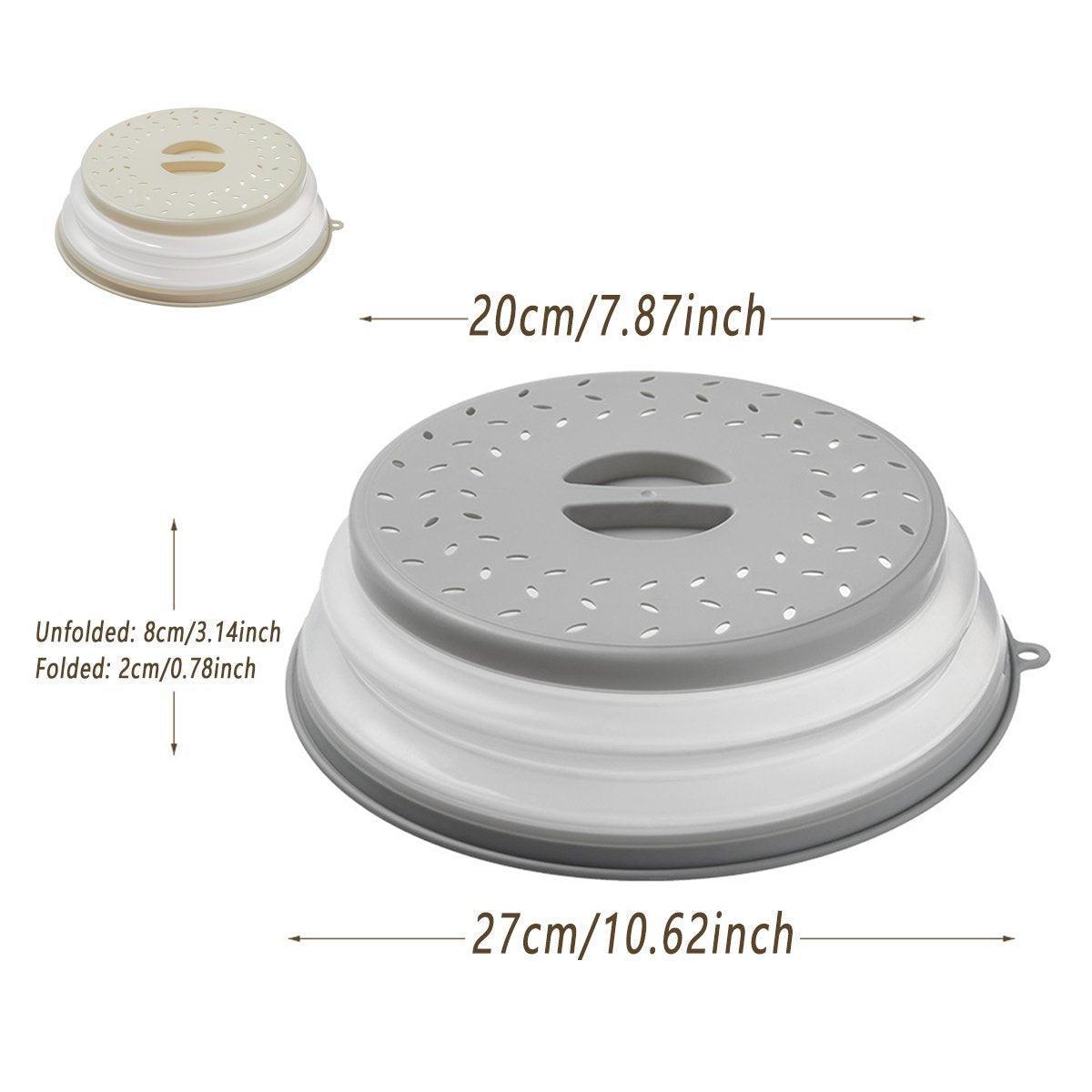 Multifunctional Microwave Oven Food Cover Heat Resistant Folding Splash Guard - Grey