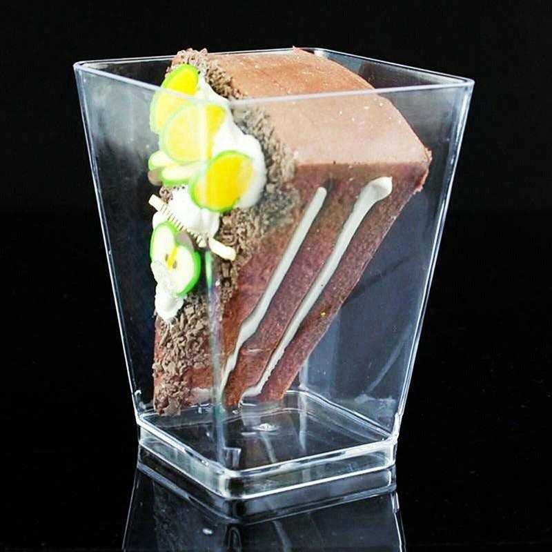 40-50 Pcs Mousse Cake Dessert Cups Clear Plastic Sample Drink Wine Jelly Tumbler - 50PCS-Square-58*75MM - Mekamart Australia