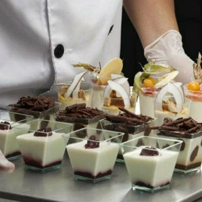 40-50 Pcs Mousse Cake Dessert Cups Clear Plastic Sample Drink Wine Jelly Tumbler - 50PCS-Square-58*75MM - Mekamart Australia
