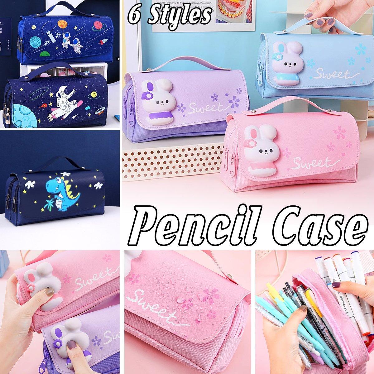 Functional Pencil Case Stationery Bag Pen Holder Storage Organizer for School - 02